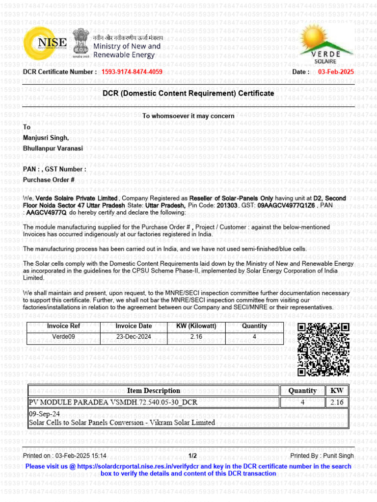 DCR Manjusri | PDF | Invoice | Climate Change Mitigation