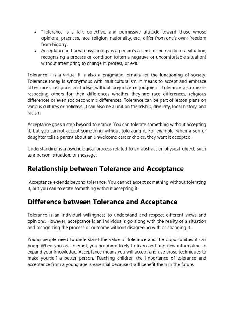 Topic 2 Tolerance Aceptance and Understanding | PDF