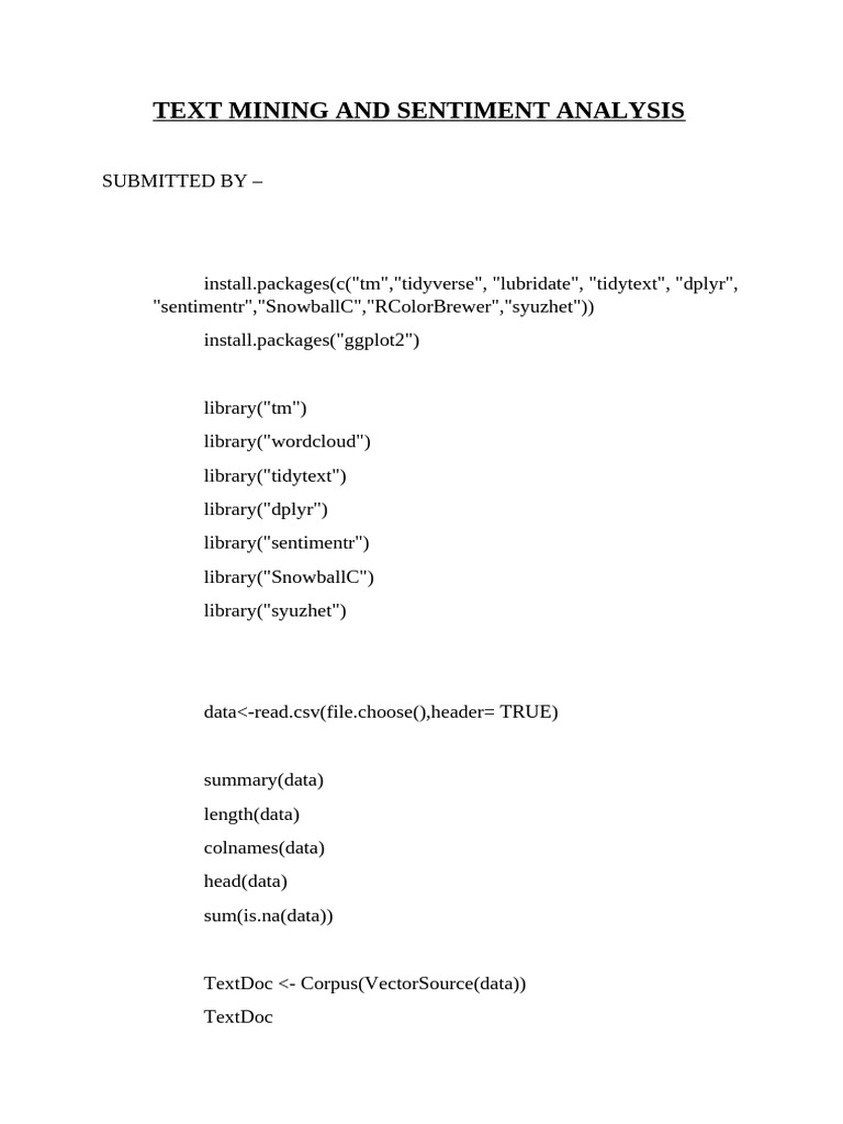 Text Mining & Sentiment Analysis Guide | PDF