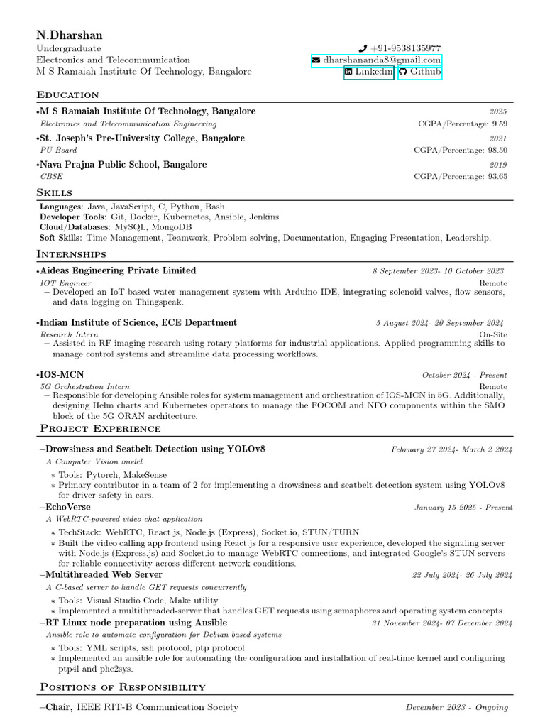 Electronics & Telecom Student Profile | PDF | Computing | Software