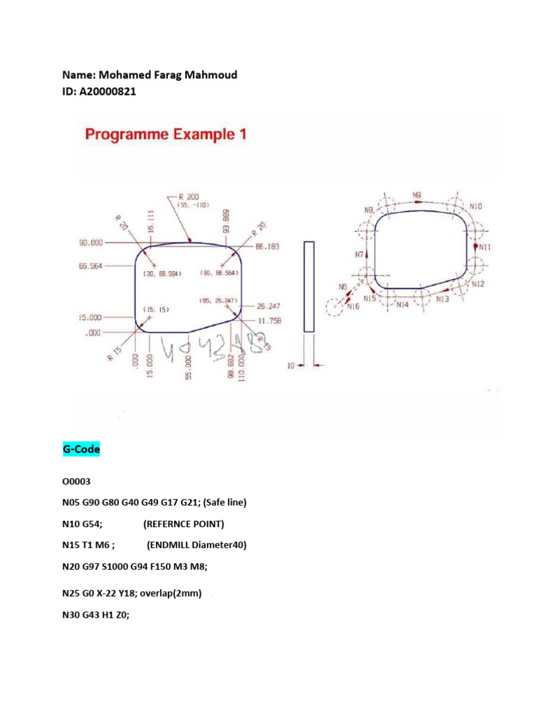CNC G-Code Program for Machining | PDF