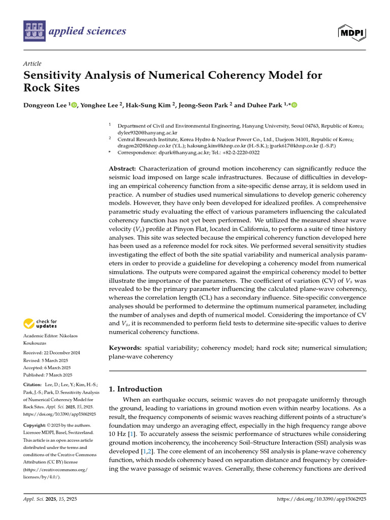 Applsci 15 02925 v2 | PDF | Sensitivity Analysis | Seismology