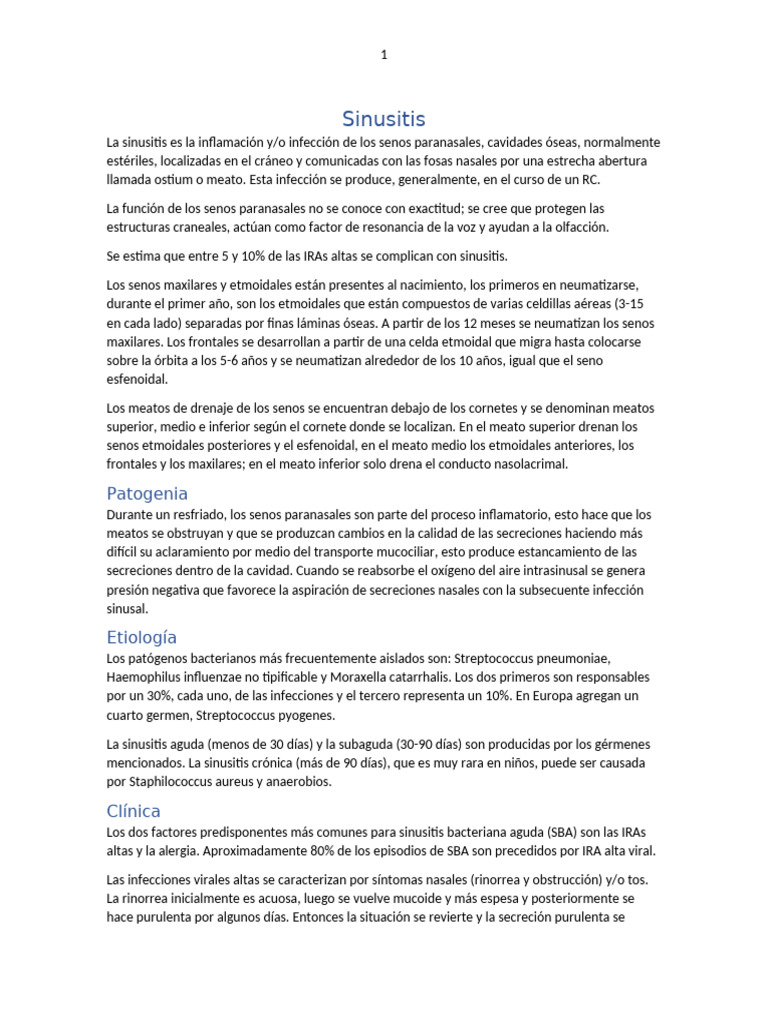 Sinusitis | PDF | Enfermedades y trastornos | Medicina CLINICA
