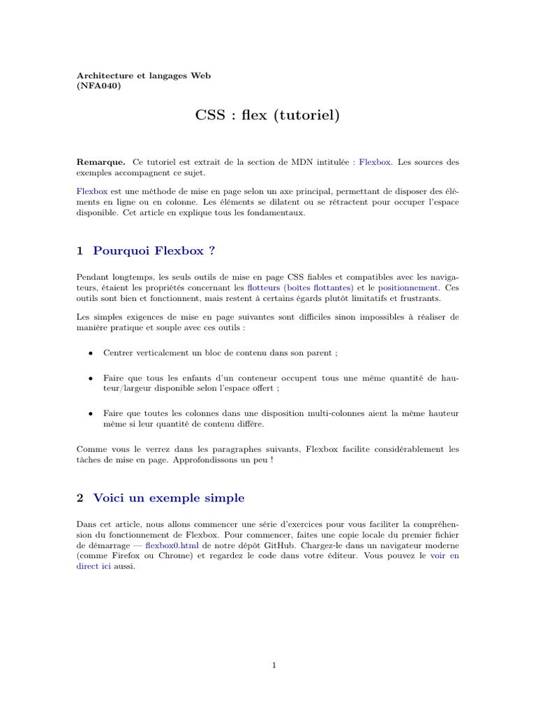 Tutoriel CSS : Introduction à Flexbox | PDF | Mise en page | l'Internet