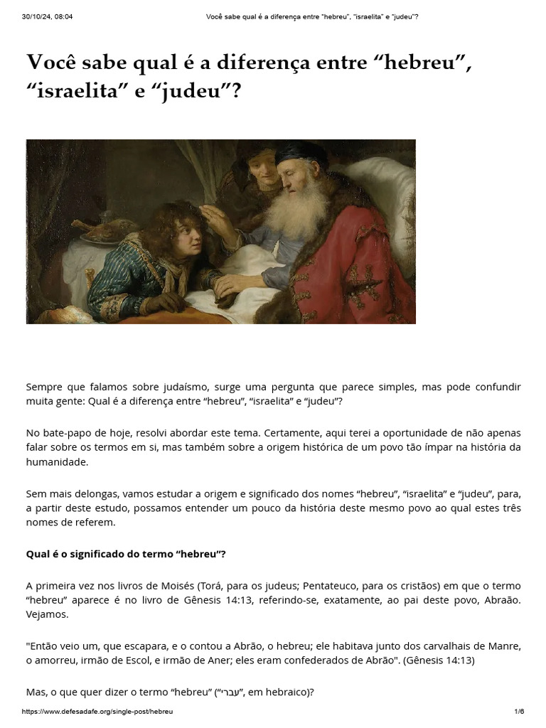 Diferenças: hebreu, israelita e judeu | PDF | Israelitas | Gênesis (livro)