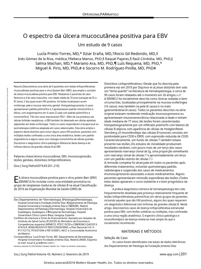 Espectro de Úlcera Mucocutânea por EBV | PDF | Linfoma | Doenças e ...