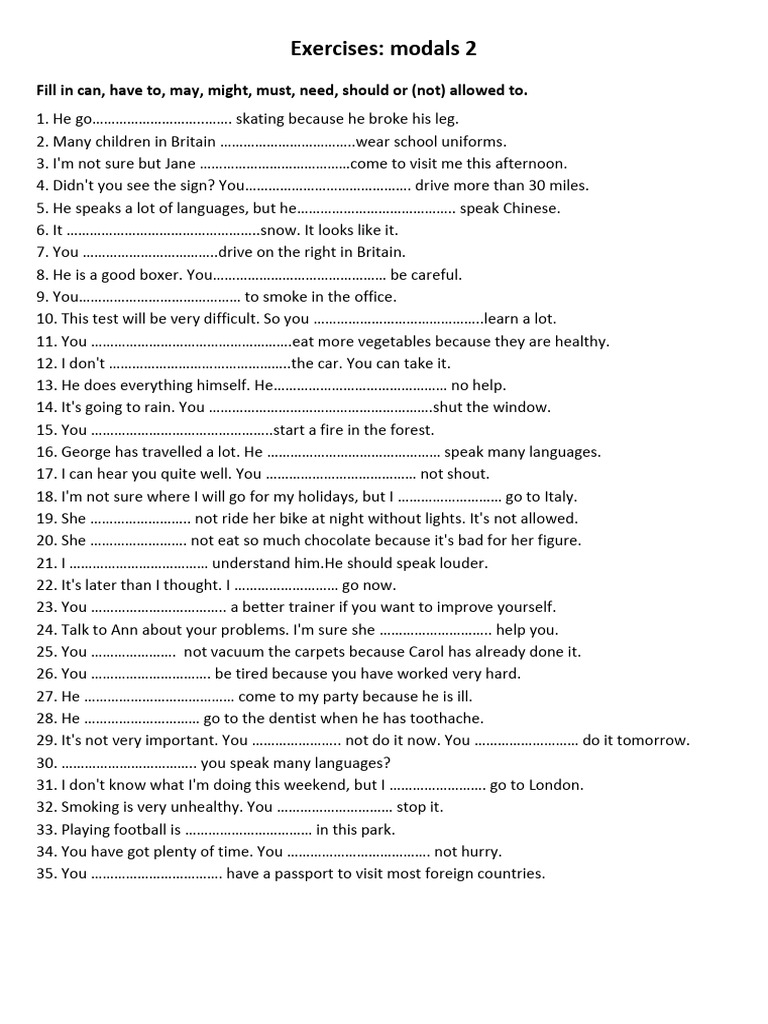 Exercises MODALS 2 | PDF