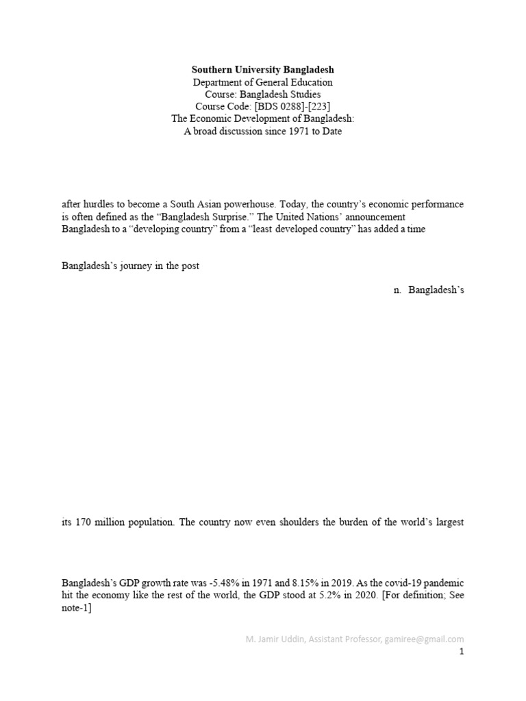 Economic Growth of Bangladesh Since 1971 | PDF | Gross Domestic Product ...