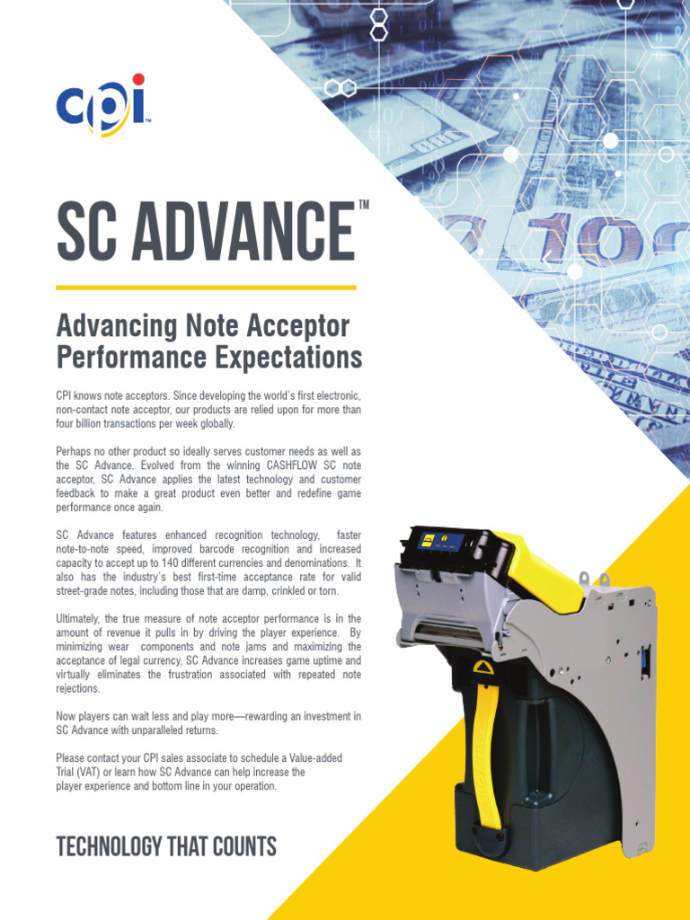 SC Advance Note Acceptor Overview | PDF | Barcode | Usb
