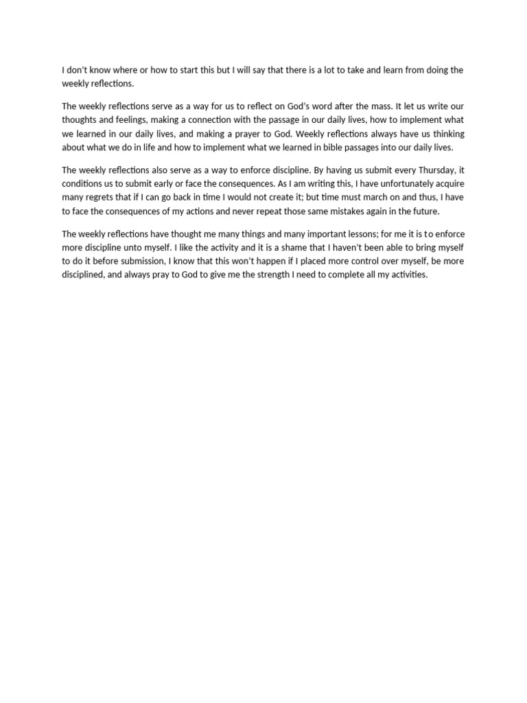 Reflection Template Pdf