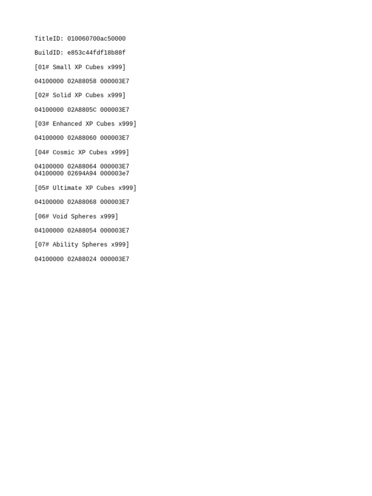 XP Cubes and Spheres Cheat Codes | PDF