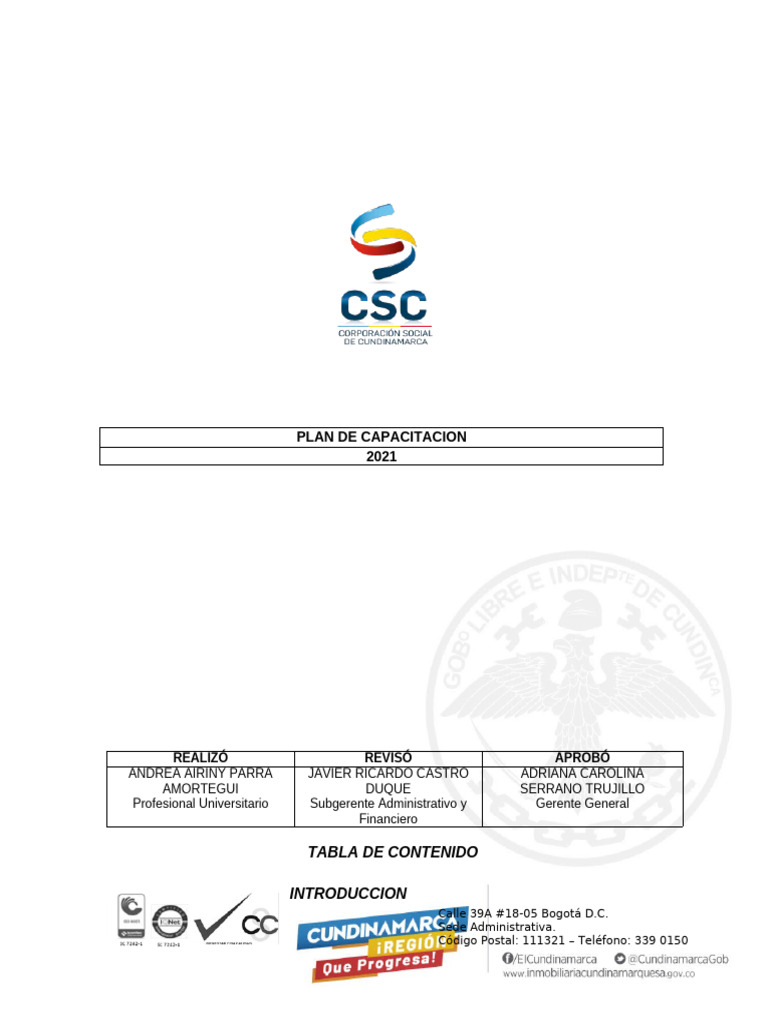 PLAN DE CAPACITACION 2021 FORMATO CALIDAD Copia 1 | PDF | Aprendizaje ...