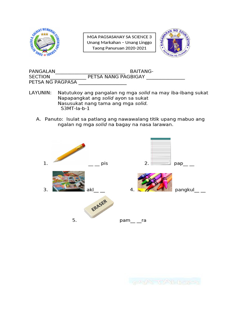 worksheetQ1W1 D | PDF