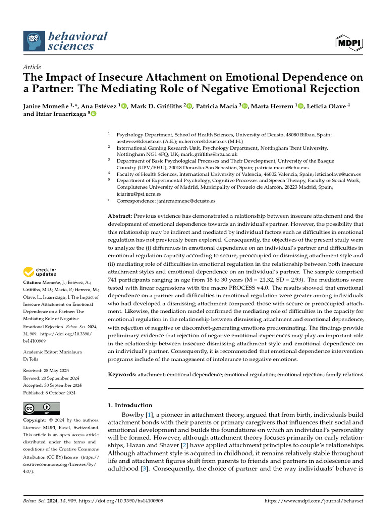No. 2 Rol For The Paper | PDF | Attachment Theory | Emotional Self ...
