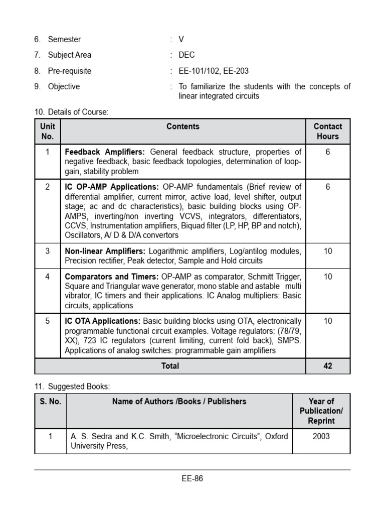 LIC Syllabus | PDF | Operational Amplifier | Amplifier