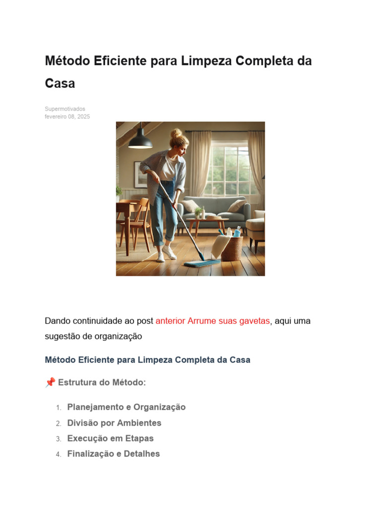 Limpeza Completa da Casa em Etapas | PDF