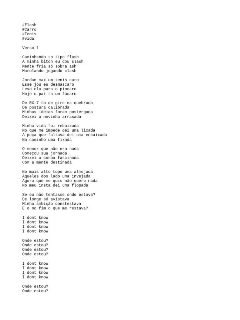 Letras de Rap: Reflexões e Ambições | PDF