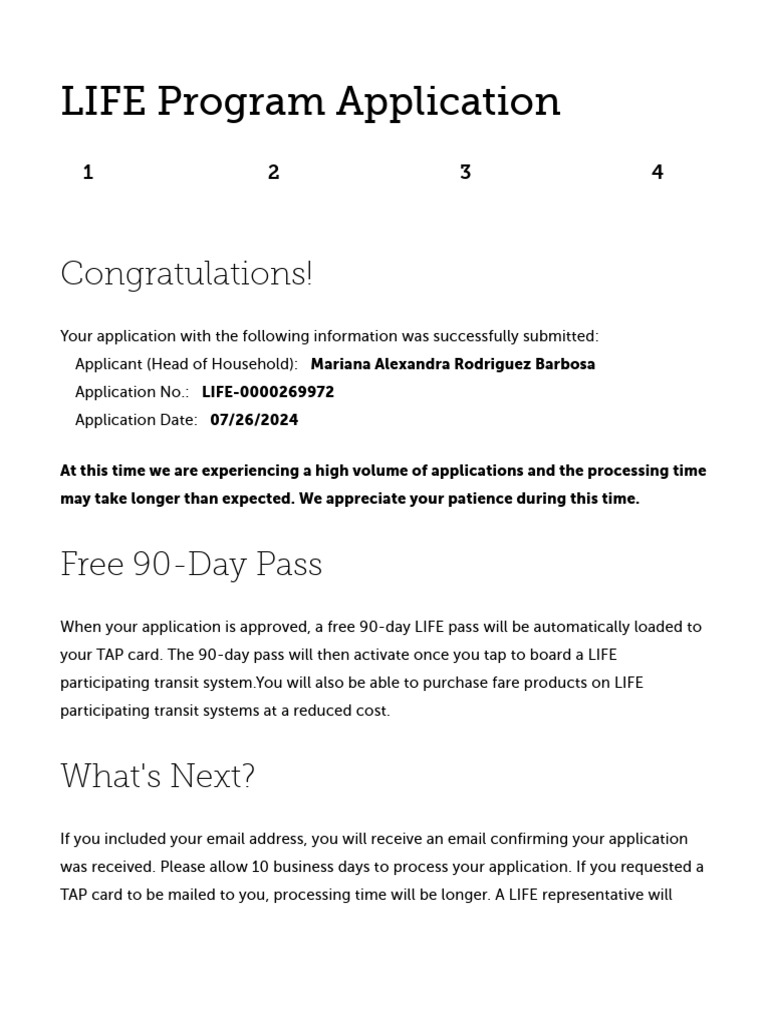 LIFE Program Application | PDF