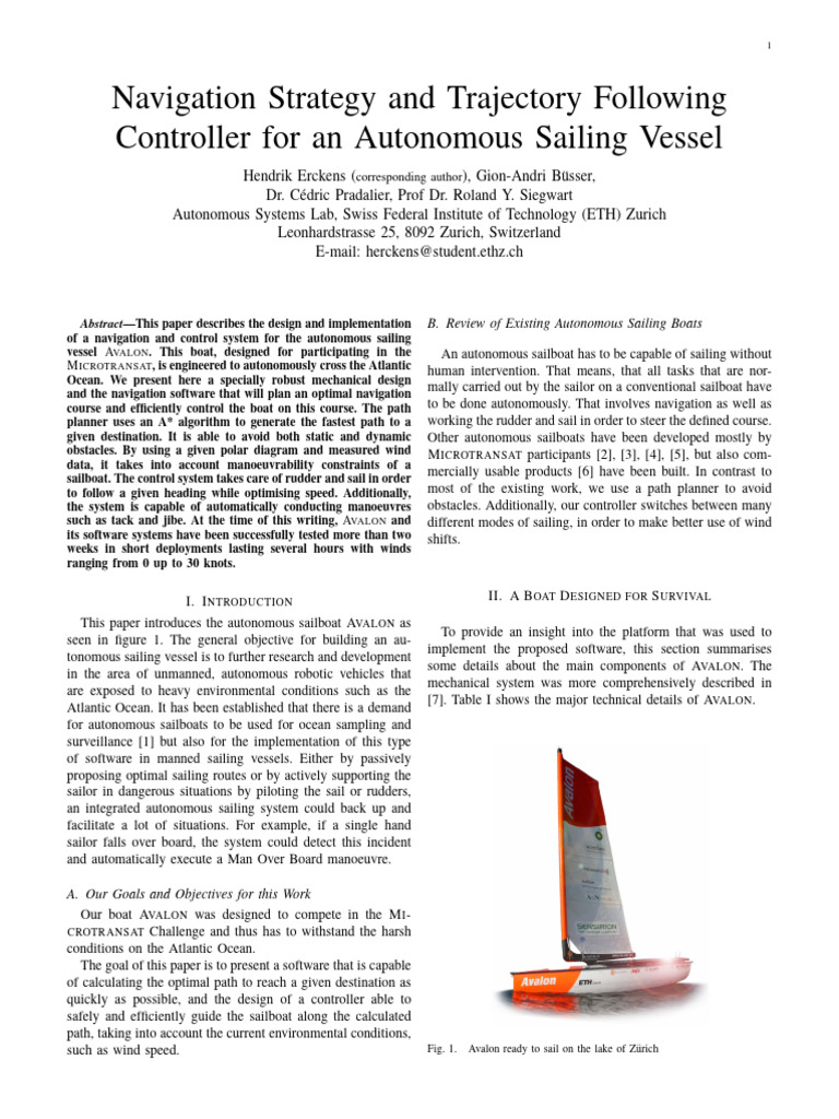 Autonomous Sailing Vessel Navigation System | PDF