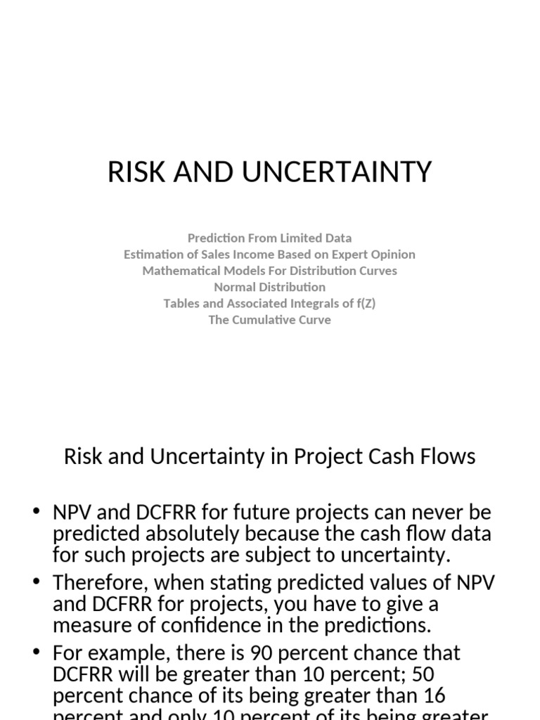 Risk and Uncertainty I | PDF | Probability Distribution | Normal ...