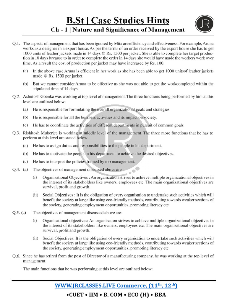 CH-1 Case Studies Hints | PDF