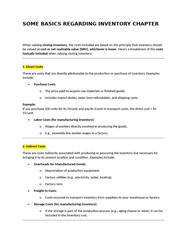 Some Basics Regarding Inventory Chapter | PDF | Inventory | Cost