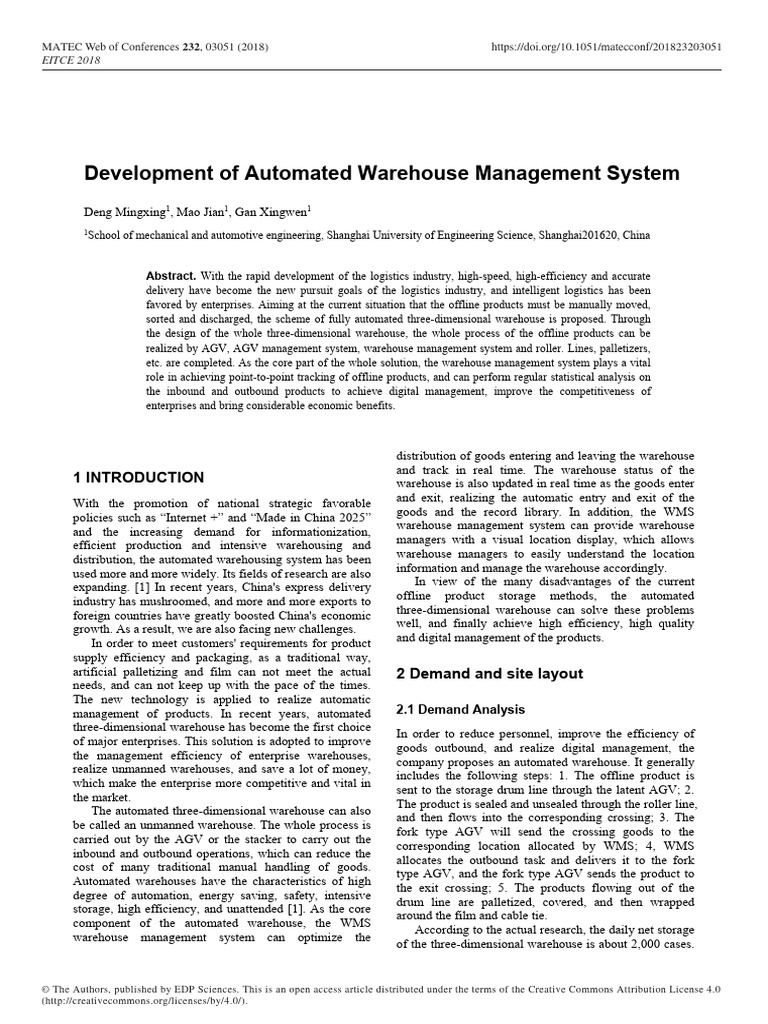 Automated Warehouse Management System | PDF | Client–Server Model ...