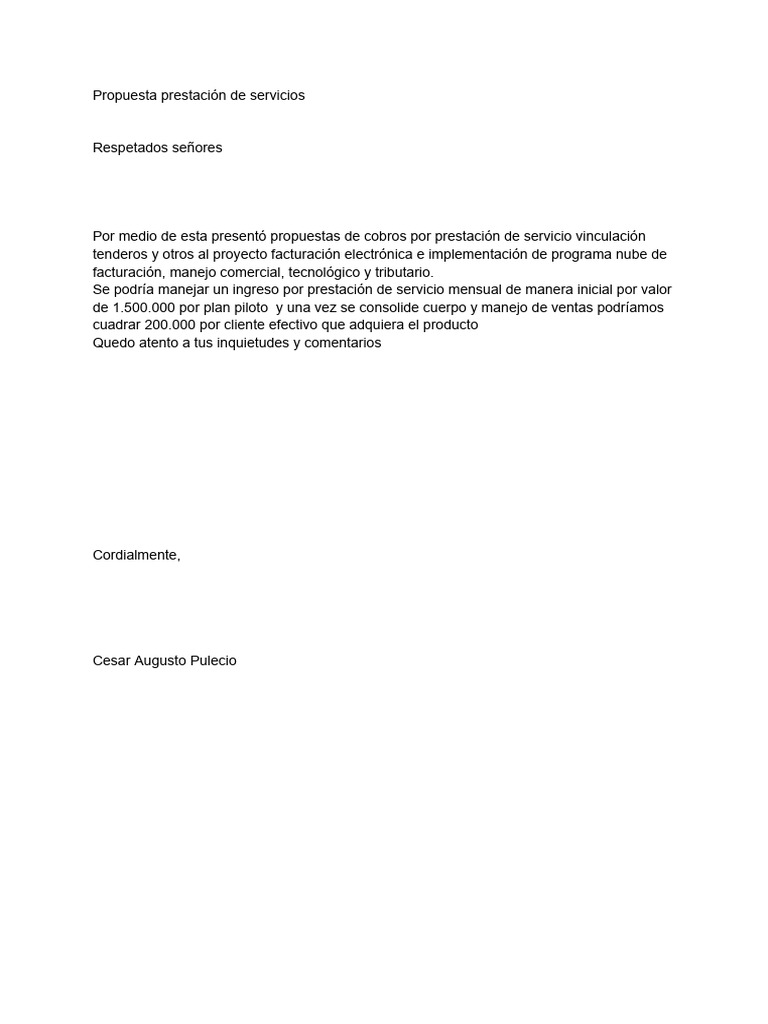Propuesta Prestación de Servicios | PDF
