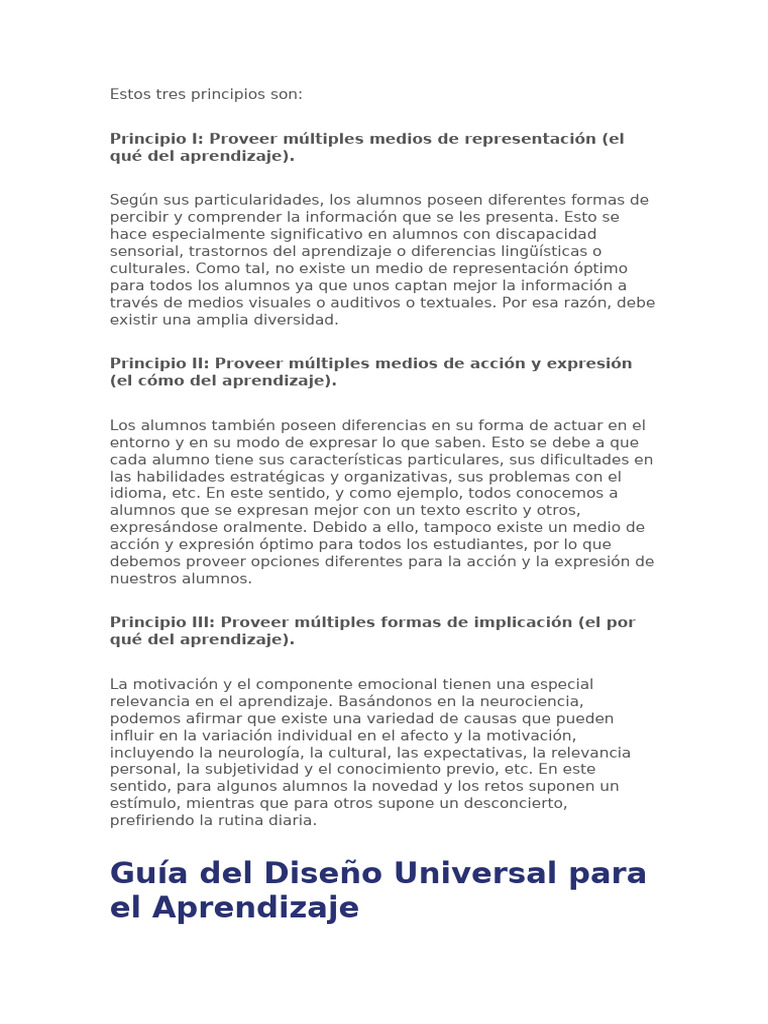 Tres Principios del DUA en Aprendizaje | PDF | Aprendizaje | Agua