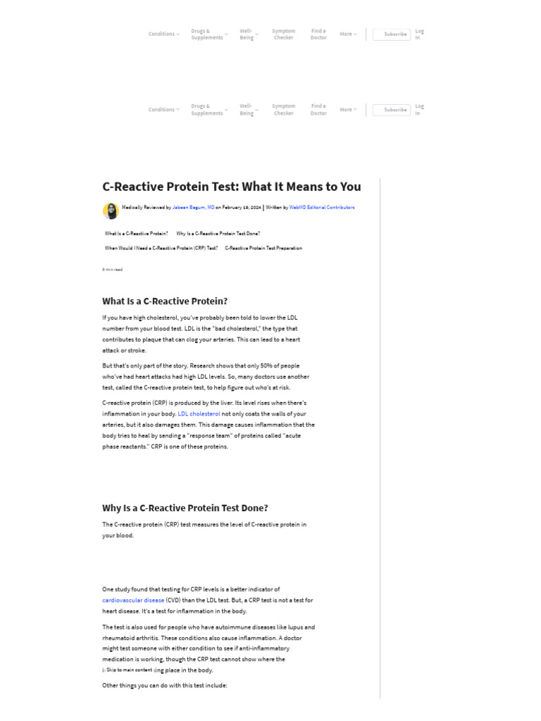 C-Reactive Protein Test | PDF | C Reactive Protein | Cardiovascular ...