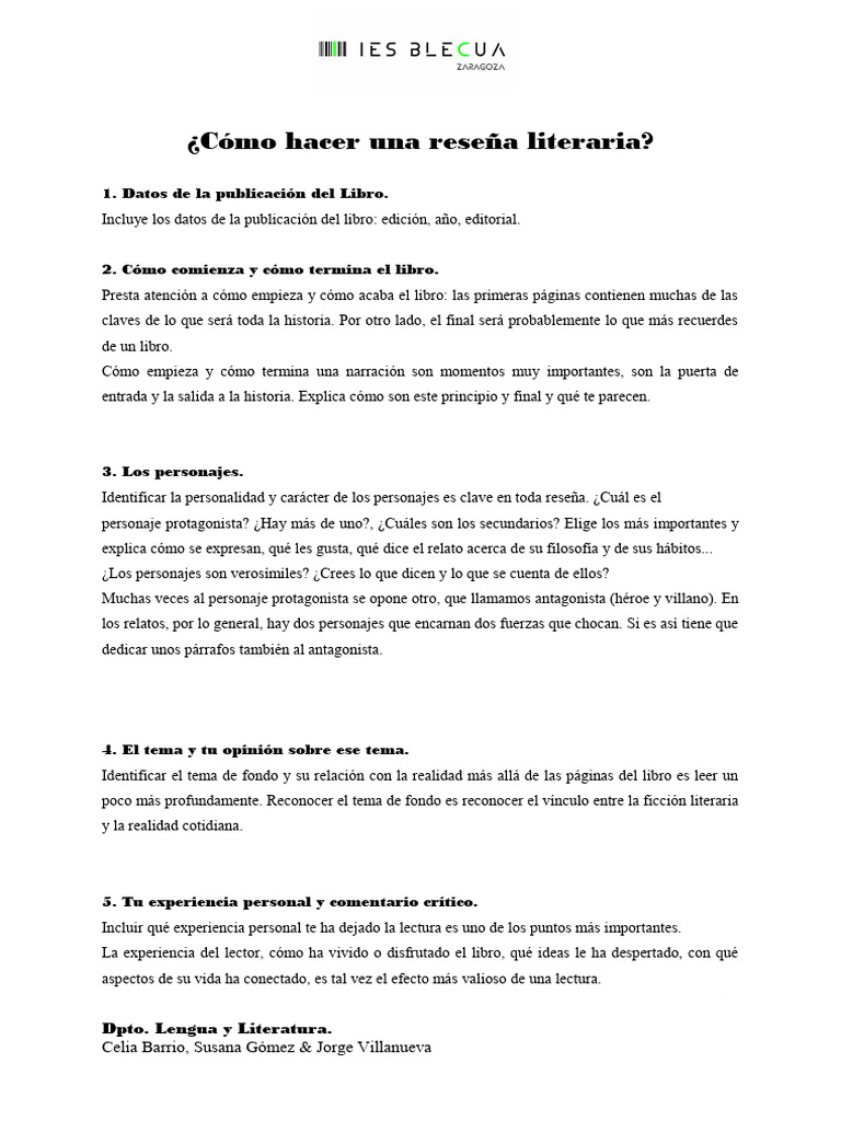 Cómo hacer una reseña literaria | PDF | Experiencia