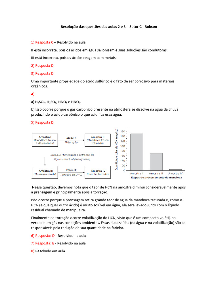 Respostas Aulas 2 e 3 - Setor C | PDF