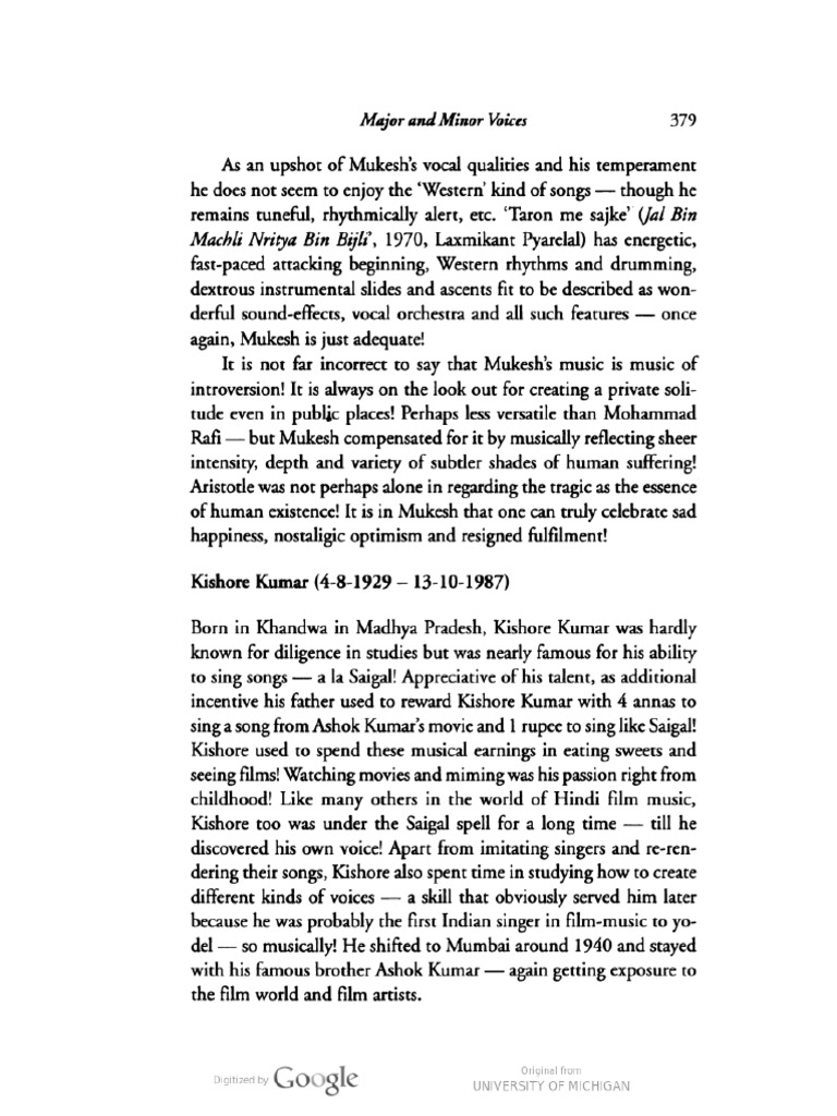 Ashok Ranade On Kishore | PDF