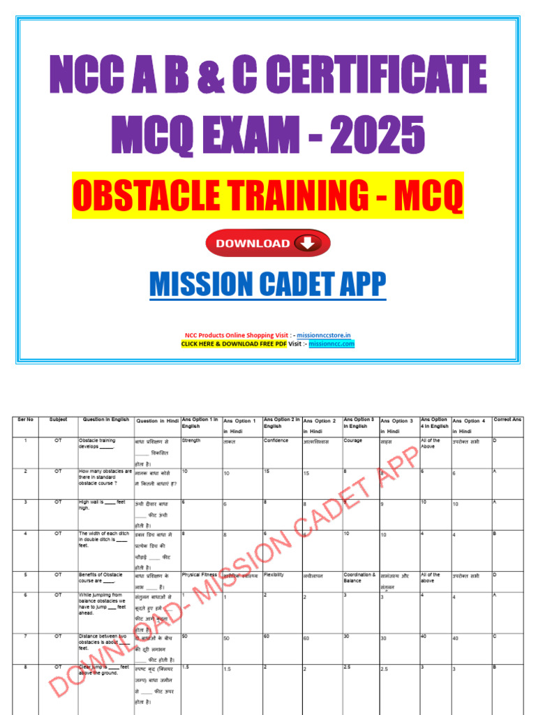 Obstacle Training - MCQ | PDF