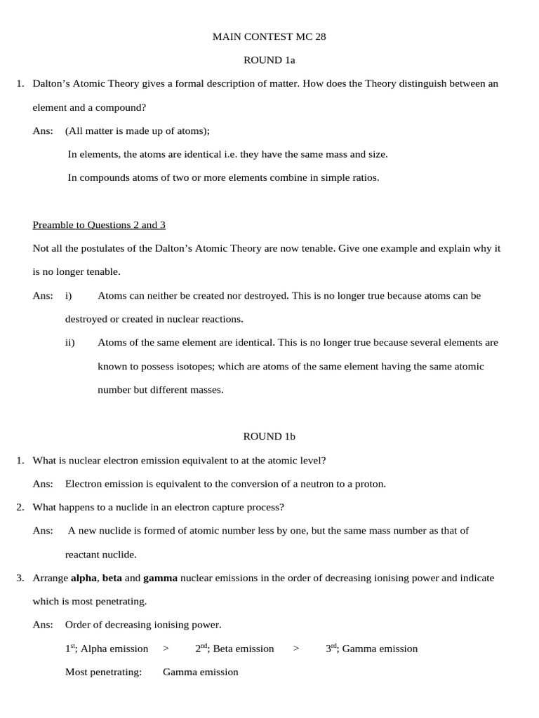 MC 28 | PDF | Atoms | Chemical Elements