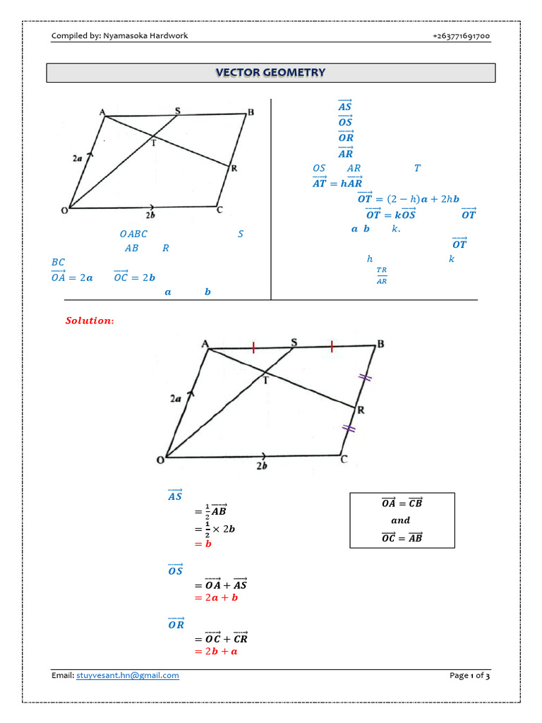 Vector Geometry in Olympiad Problems | PDF | Geometry | Euclidean Geometry