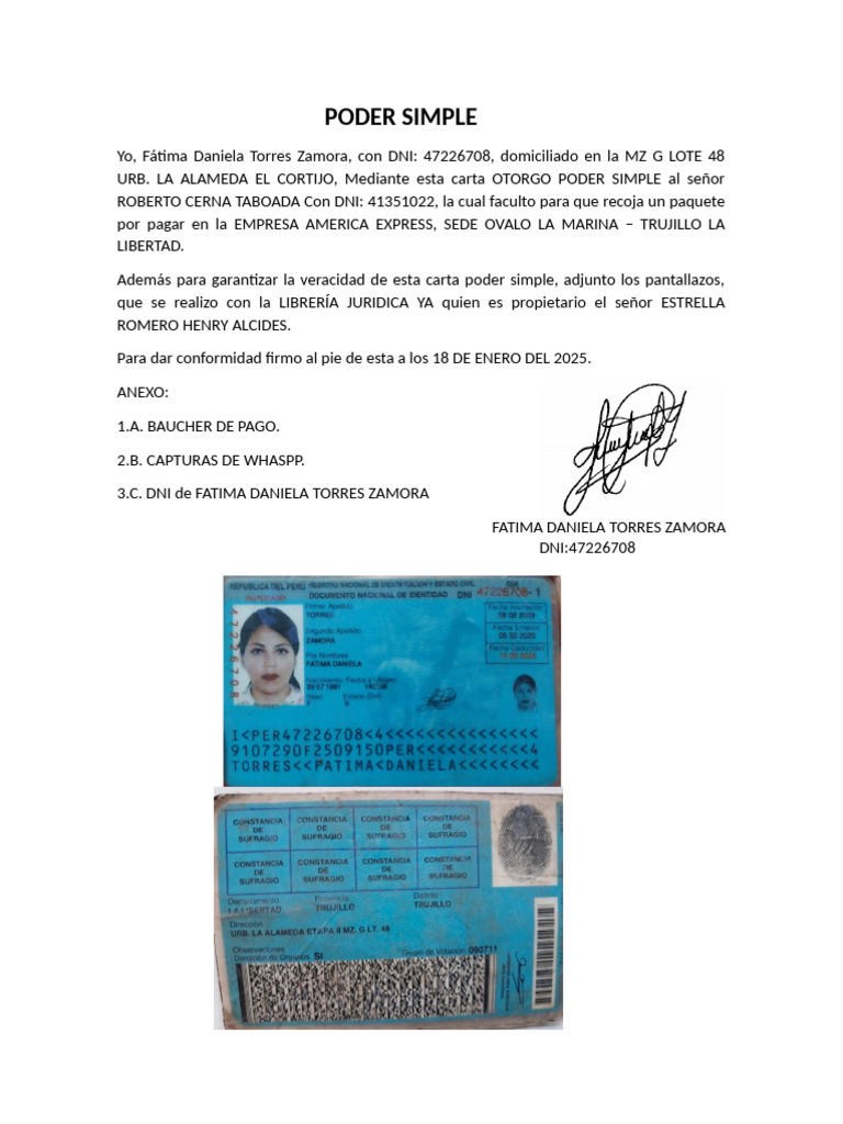 Poder Simple para Recoger Paquete | PDF