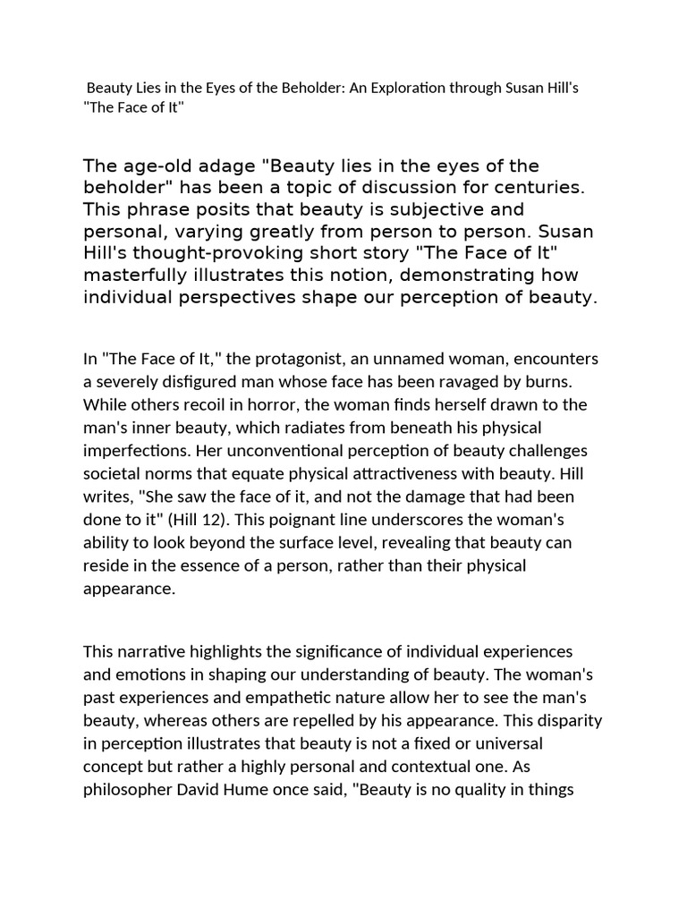 Beauty Lies in The Eyes of The Beholder | PDF | Beauty | Perception