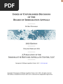 Index of Unpublished Decisions of the Board of Immigration Appeals (February 2025)