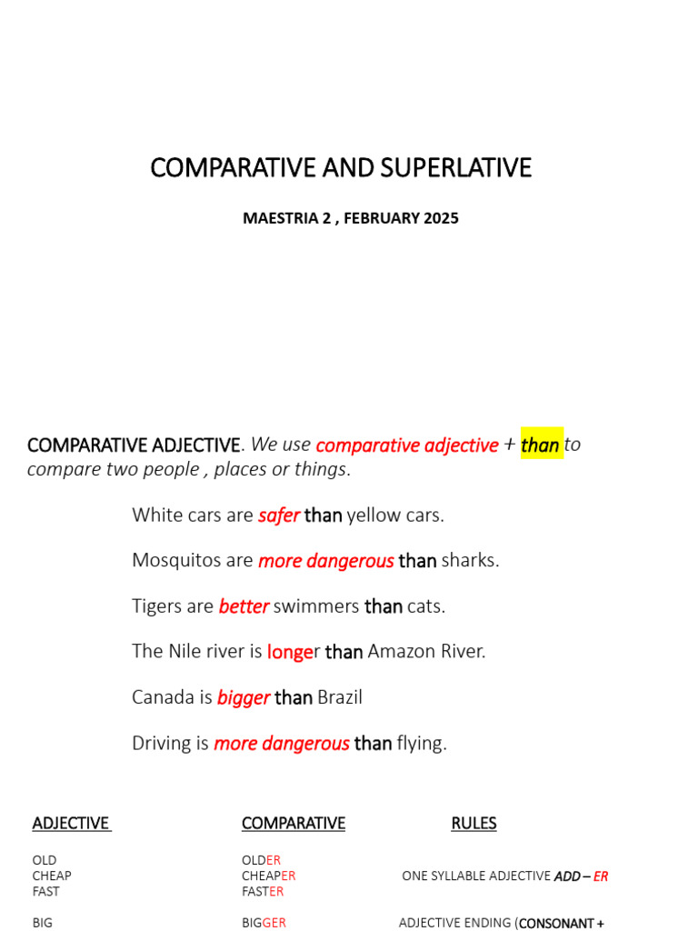 Comparative and Superlative Adjectives Guide | PDF | Adjective ...