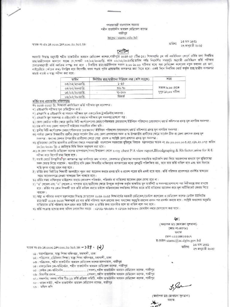 MBBS Selected Candidates List 2025 | PDF