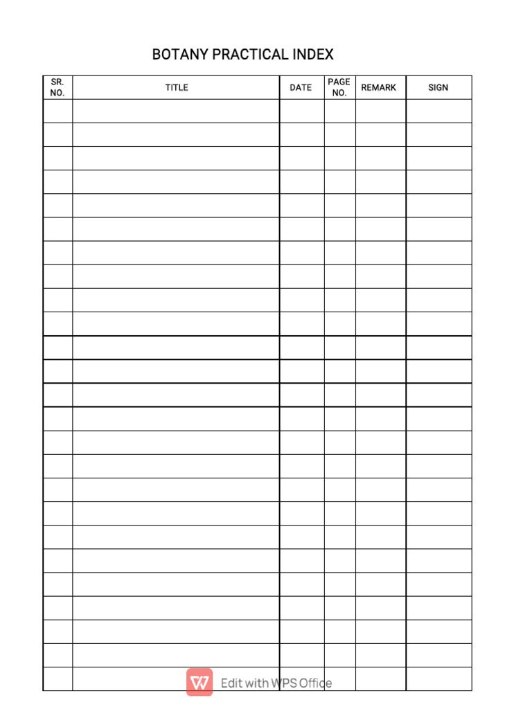 Botany Practical Index | PDF