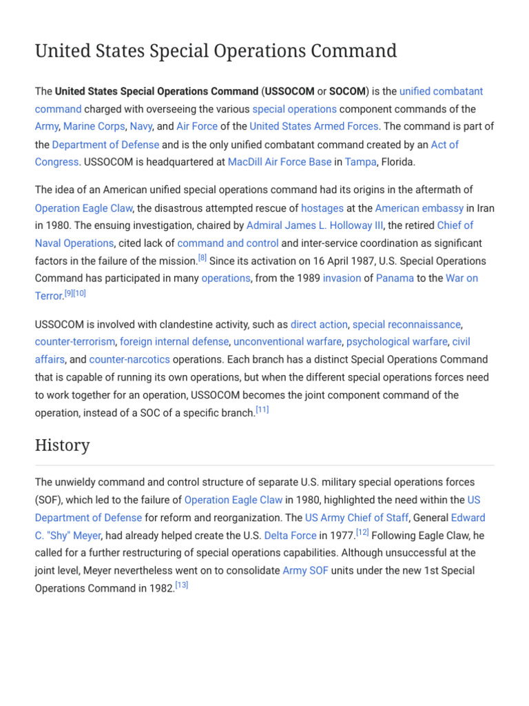 Overview of U.S. Special Operations Command | PDF | United States ...