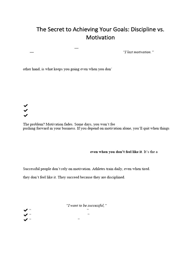 The Secret To Achieving Your Goals PDF Disciplines Motivation