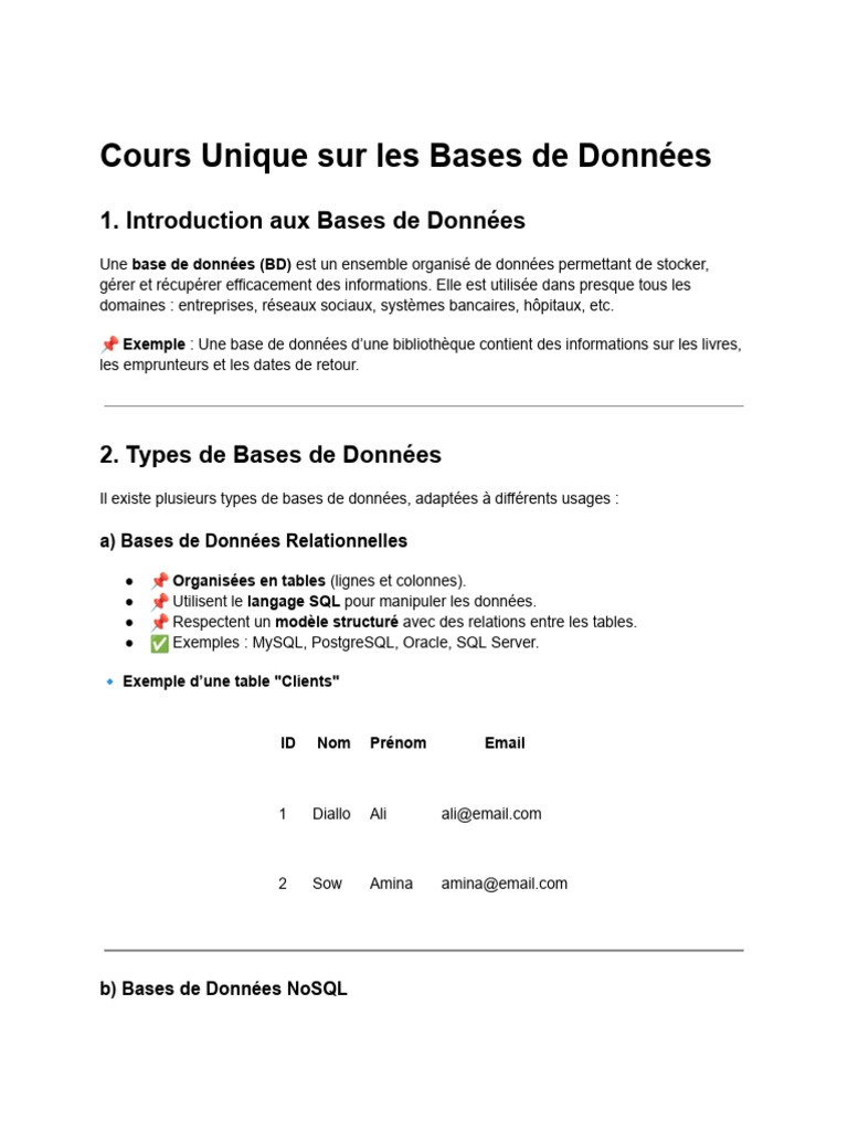 Introduction aux Bases de Données et SQL | PDF | Bases de données | SQL