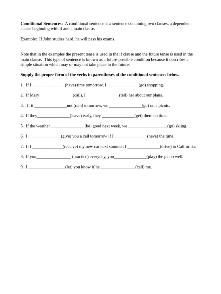Future-Possible Conditions | PDF