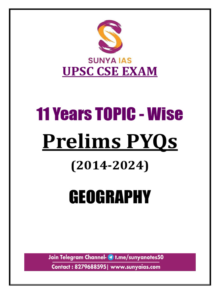UPSC Geography Prelims PYQs (2014-2024) | PDF | Atmosphere Of Earth ...