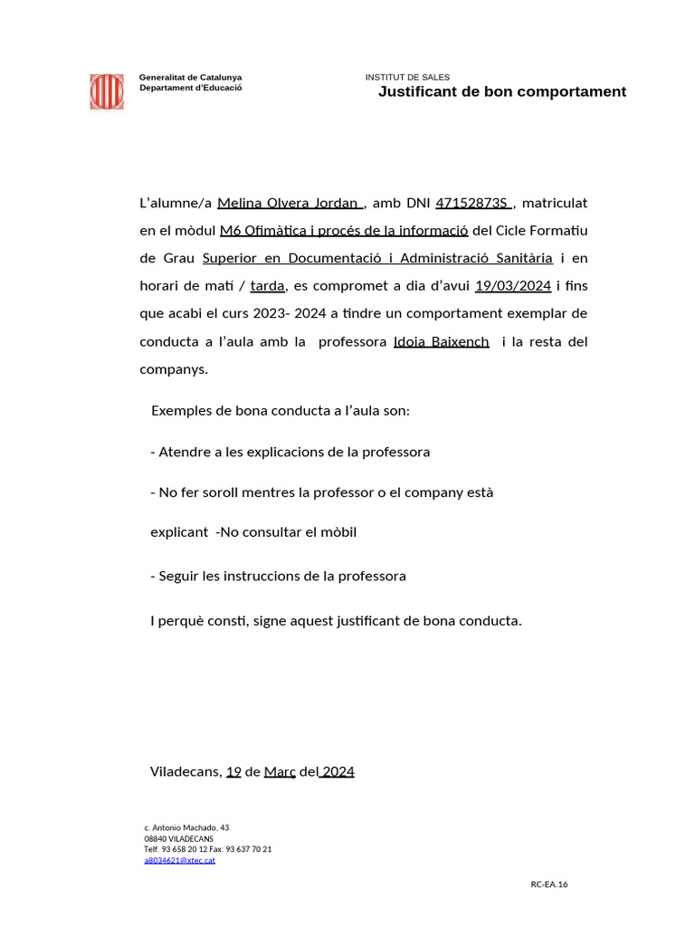 M6 - NF2 - Bona Conducta | PDF