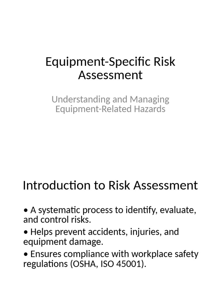Equipment-Specific Risk Assessment Guide | PDF
