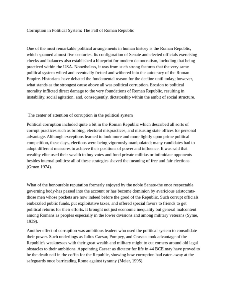 Corruption in Political System the Fall of Roman Republic | PDF ...